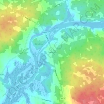 Mapa topográfico Coles Island, altitude, relevo