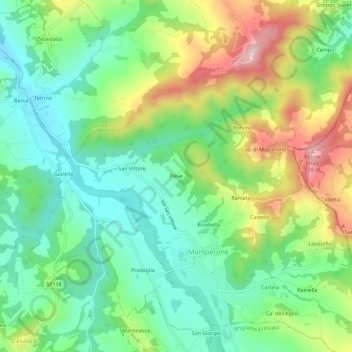 Mapa topográfico Pieve, altitude, relevo
