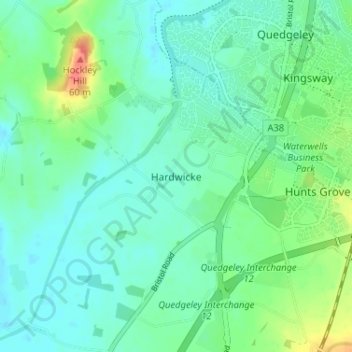 Mapa topográfico Hardwicke, altitude, relevo