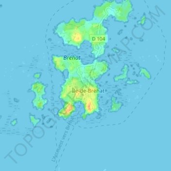 Mapa topográfico Garden ar Bail, altitude, relevo