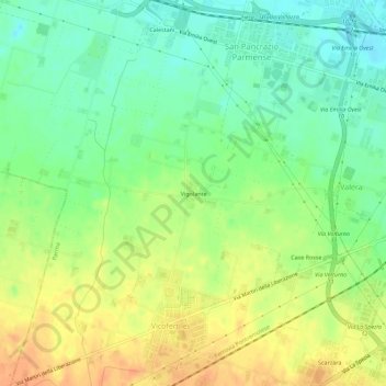 Mapa topográfico Vigolante, altitude, relevo