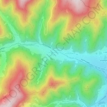 Mapa topográfico Lautenbach-Zell, altitude, relevo
