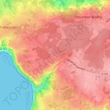 Mapa topográfico Croas Golou, altitude, relevo