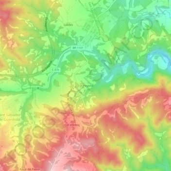Mapa topográfico el Pinyot, altitude, relevo