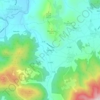 Mapa topográfico Noustens, altitude, relevo