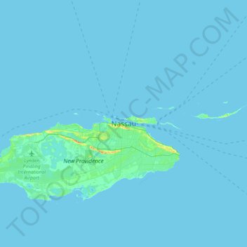 Mapa topográfico Nassau, altitude, relevo