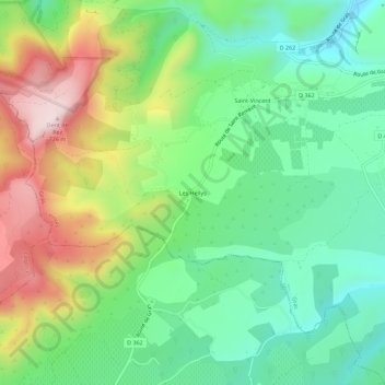 Mapa topográfico Les Hellys, altitude, relevo