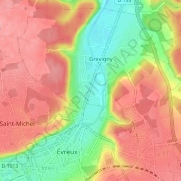 Mapa topográfico Saint-Nicolas, altitude, relevo