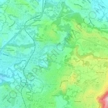 Mapa topográfico Bulciaghetto, altitude, relevo