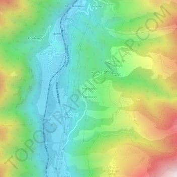 Mapa topográfico Prat Naou, altitude, relevo