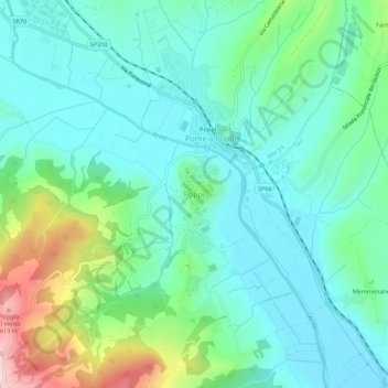 Mapa topográfico Poppi, altitude, relevo
