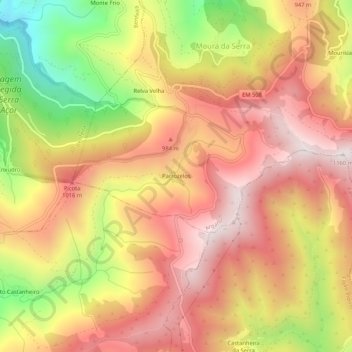 Mapa topográfico Parrozelos, altitude, relevo