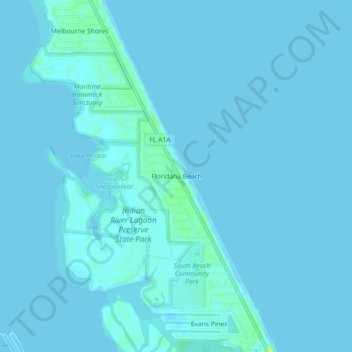 Mapa topográfico Floridana Beach, altitude, relevo