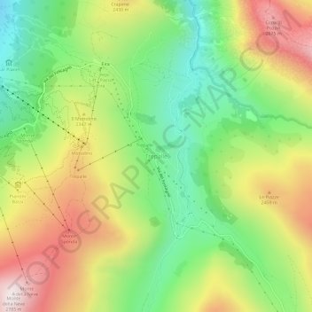 Mapa topográfico Trepalle, altitude, relevo