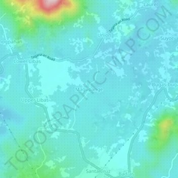 Mapa topográfico Magupange, altitude, relevo