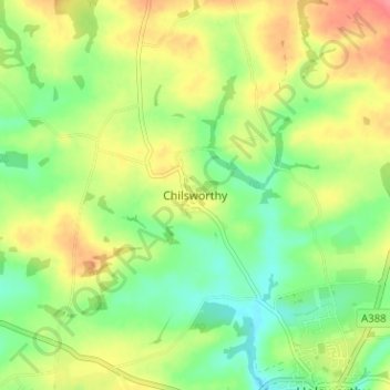 Mapa topográfico Chilsworthy, altitude, relevo