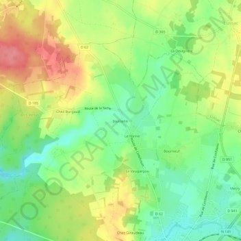 Mapa topográfico Jousselin, altitude, relevo
