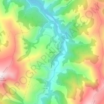 Mapa topográfico Sarceda, altitude, relevo