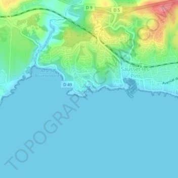 Mapa topográfico Anse du Petit Nid, altitude, relevo