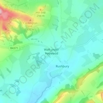 Mapa topográfico Wall under Heywood, altitude, relevo