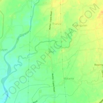 Mapa topográfico Bical, altitude, relevo