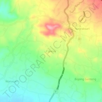 Mapa topográfico Ciparay, altitude, relevo