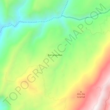 Mapa topográfico Barranquillas, altitude, relevo