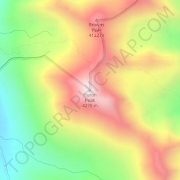 Mapa topográfico Huron Peak, altitude, relevo