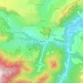 Mapa topográfico Moulin Neuf, altitude, relevo