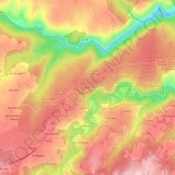 Mapa topográfico Les Matrons, altitude, relevo