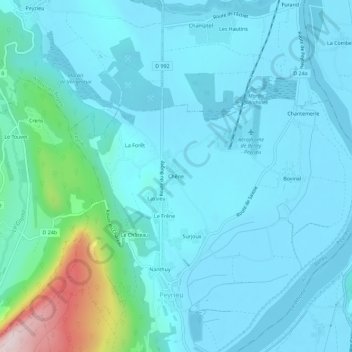 Mapa topográfico Chêne, altitude, relevo