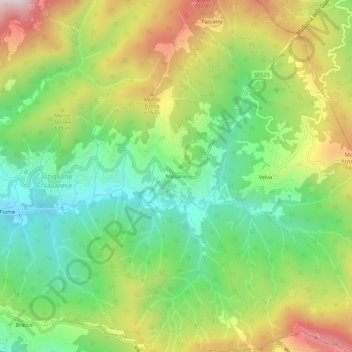 Mapa topográfico Missano, altitude, relevo