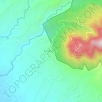 Mapa topográfico Canlandog, altitude, relevo