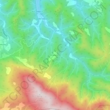 Mapa topográfico Montepulico, altitude, relevo