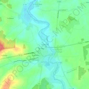 Mapa topográfico La Camuse, altitude, relevo
