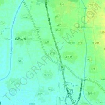 Mapa topográfico 前黄村, altitude, relevo