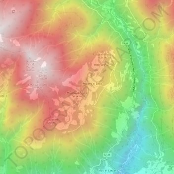 Mapa topográfico Musiera, altitude, relevo