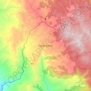 Mapa topográfico Santa Elena, altitude, relevo