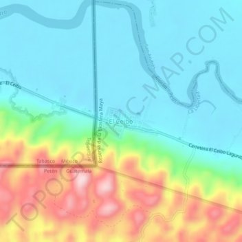 Mapa topográfico El Ceibo, altitude, relevo