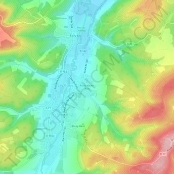 Mapa topográfico Ricey-Haute-Rive, altitude, relevo
