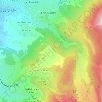 Mapa topográfico Les Clots, altitude, relevo
