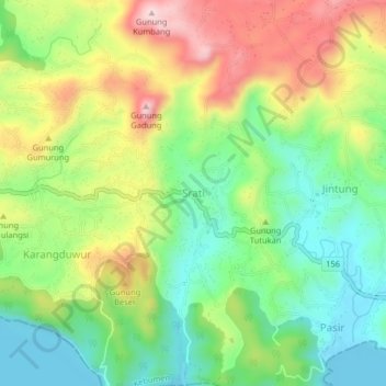 Mapa topográfico Srati, altitude, relevo
