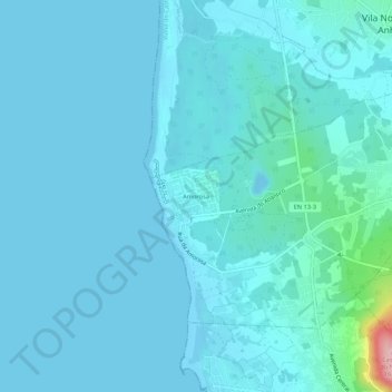 Mapa topográfico Amorosa, altitude, relevo