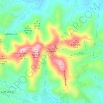 Mapa topográfico Constant, altitude, relevo