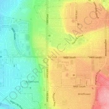 Mapa topográfico Sandy Hills, altitude, relevo