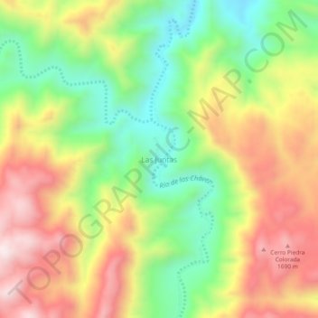 Mapa topográfico Las Juntas, altitude, relevo