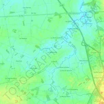 Mapa topográfico La Gauvinière, altitude, relevo