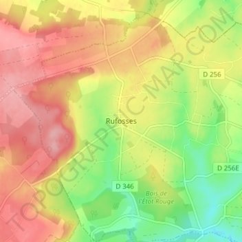 Mapa topográfico Rufosses, altitude, relevo
