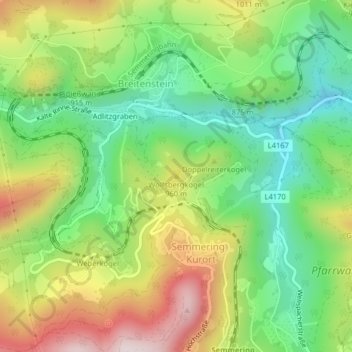 Mapa topográfico Wolfsbergkogel, altitude, relevo
