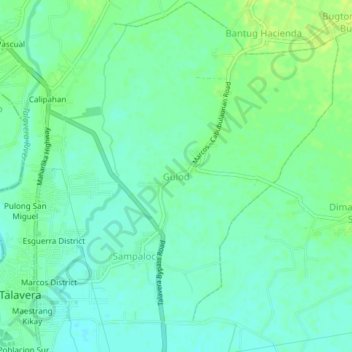 Mapa topográfico Gulod, altitude, relevo